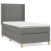 Cama box spring con colchón tela gris oscuro 90x190 cm