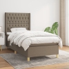 Cama box spring con colchón tela gris taupe 90x190 cm