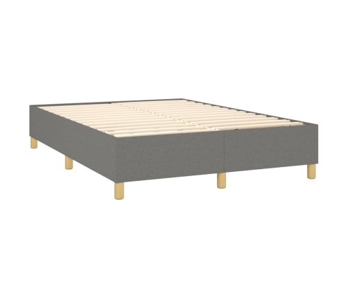 Cama box spring con colchón tela gris oscuro 140x190 cm