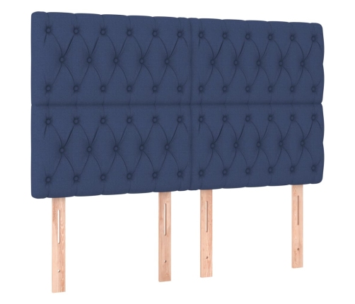 Cama box spring con colchón tela azul 140x190 cm