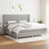 Cama box spring con colchón tela gris claro 200x200 cm