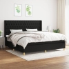 Cama box spring con colchón tela negro 200x200 cm