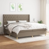 Cama box spring con colchón tela gris taupe 200x200 cm