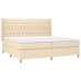 Cama box spring con colchón tela color crema 200x200 cm