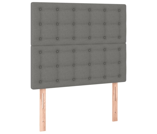 Cama box spring con colchón tela gris oscuro 90x190 cm