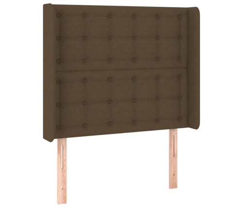 Cama box spring con colchón tela marrón oscuro 90x200 cm