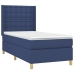 Cama box spring con colchón tela azul 100x200 cm