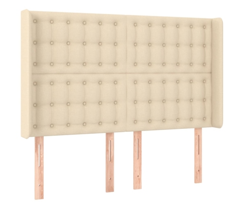 Cama box spring con colchón tela color crema 140x190 cm