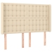 Cama box spring con colchón tela color crema 140x190 cm
