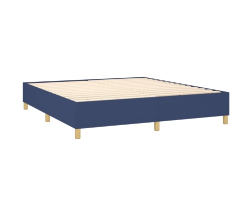 Cama box spring con colchón tela azul 180x200 cm