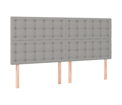 Cama box spring con colchón tela gris claro 200x200 cm