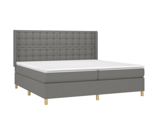 Cama box spring con colchón tela gris oscuro 200x200 cm