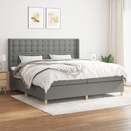 Cama box spring con colchón tela gris oscuro 200x200 cm