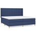 Cama box spring con colchón tela azul 200x200 cm