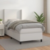 Cama box spring con colchón cuero sintético blanco 80x200 cm