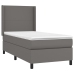 Cama box spring con colchón cuero sintético gris 90x190 cm