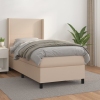 Cama box spring con colchón cuero sintético capuchino 90x190 cm