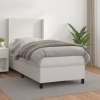 Cama box spring con colchón cuero sintético blanco 90x190 cm