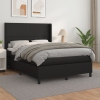 Cama box spring con colchón cuero sintético negro 140x200cm