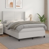 Cama box spring con colchón cuero sintético blanco 140x200cm