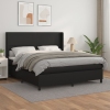 Cama box spring con colchón cuero sintético negro 160x200 cm