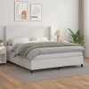 Cama box spring con colchón cuero sintético blanco 160x200 cm