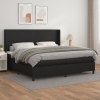 Cama box spring con colchón cuero sintético negro 200x200 cm