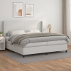 Cama box spring con colchón cuero sintético blanco 200x200 cm