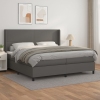 Cama box spring con colchón cuero sintético gris 200x200 cm