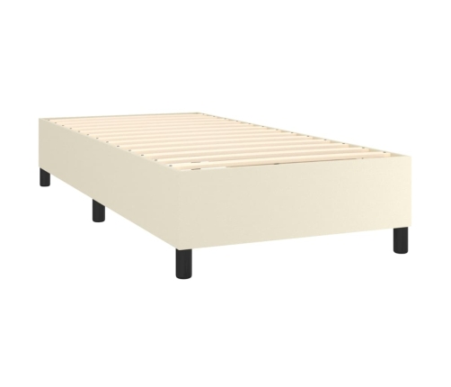 Cama box spring con colchón cuero sintético crema 80x200 cm