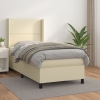 Cama box spring con colchón cuero sintético crema 80x200 cm