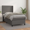 Cama box spring con colchón cuero sintético gris 80x200 cm