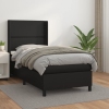 Cama box spring con colchón cuero sintético negro 90x190 cm