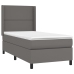 Cama box spring con colchón cuero sintético gris 90x200 cm