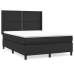 Cama box spring con colchón cuero sintético negro 140x190 cm
