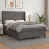 Cama box spring con colchón cuero sintético gris 140x200 cm