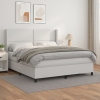 Cama box spring con colchón cuero sintético blanco 160x200 cm