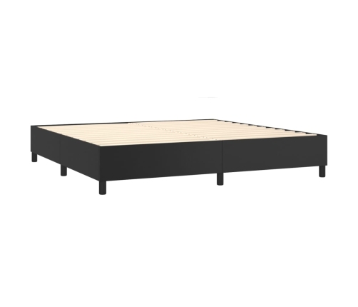 Cama box spring con colchón cuero sintético negro 200x200 cm