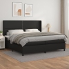 Cama box spring con colchón cuero sintético negro 200x200 cm