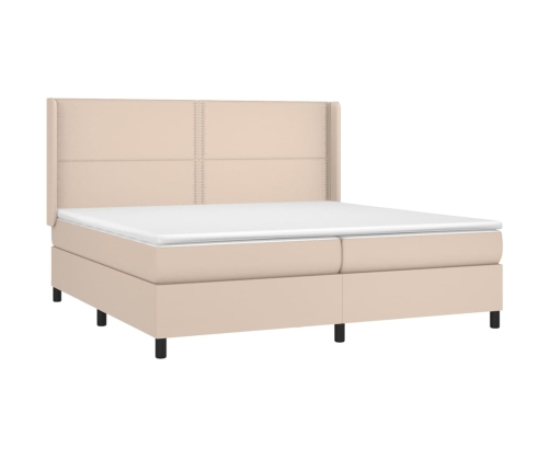 Cama box spring con colchón cuero sintético capuchino 200x200cm