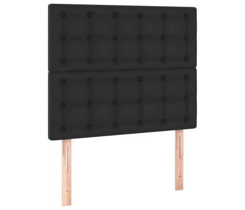 Cama box spring con colchón cuero sintético negro 80x200 cm