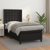 Cama box spring con colchón cuero sintético negro 80x200 cm