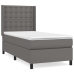 Cama box spring con colchón cuero sintético gris 80x200 cm