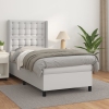 Cama box spring con colchón cuero sintético blanco 90x190 cm