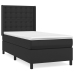 Cama box spring con colchón cuero sintético negro 100x200 cm