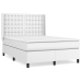 Cama box spring con colchón cuero sintético blanco 140x190 cm