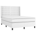 Cama box spring con colchón cuero sintético blanco 140x190 cm