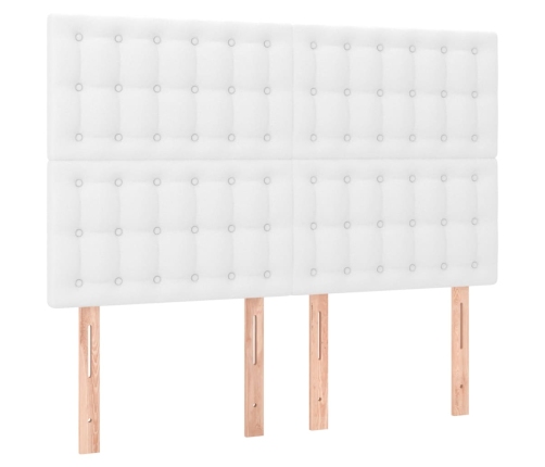 Cama box spring con colchón cuero sintético blanco 140x190 cm