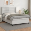 Cama box spring con colchón cuero sintético blanco 140x190 cm