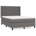 Cama box spring con colchón cuero sintético gris 140x190 cm